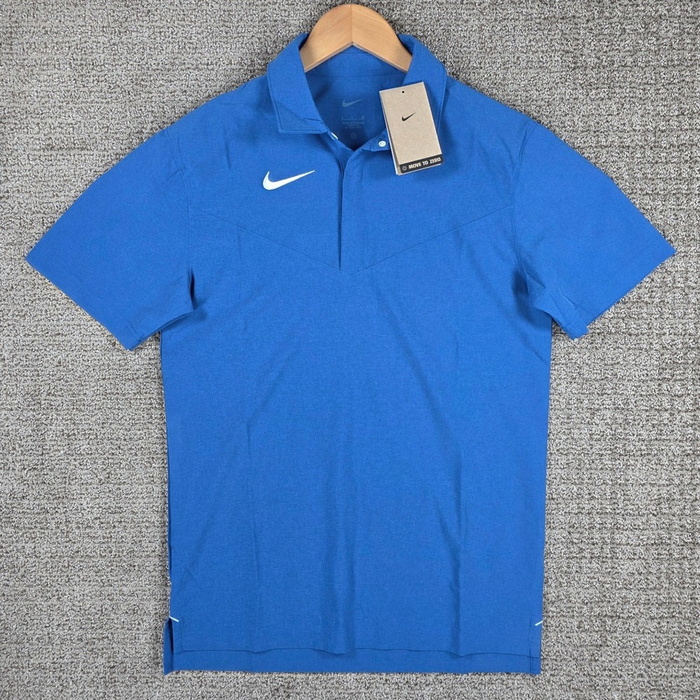 Nike Move To Zero Football Coach‎ Short Sleeve Polo Shirt Blue Mens Size Small